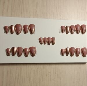 Hand-Painted Pink Press-On Nails